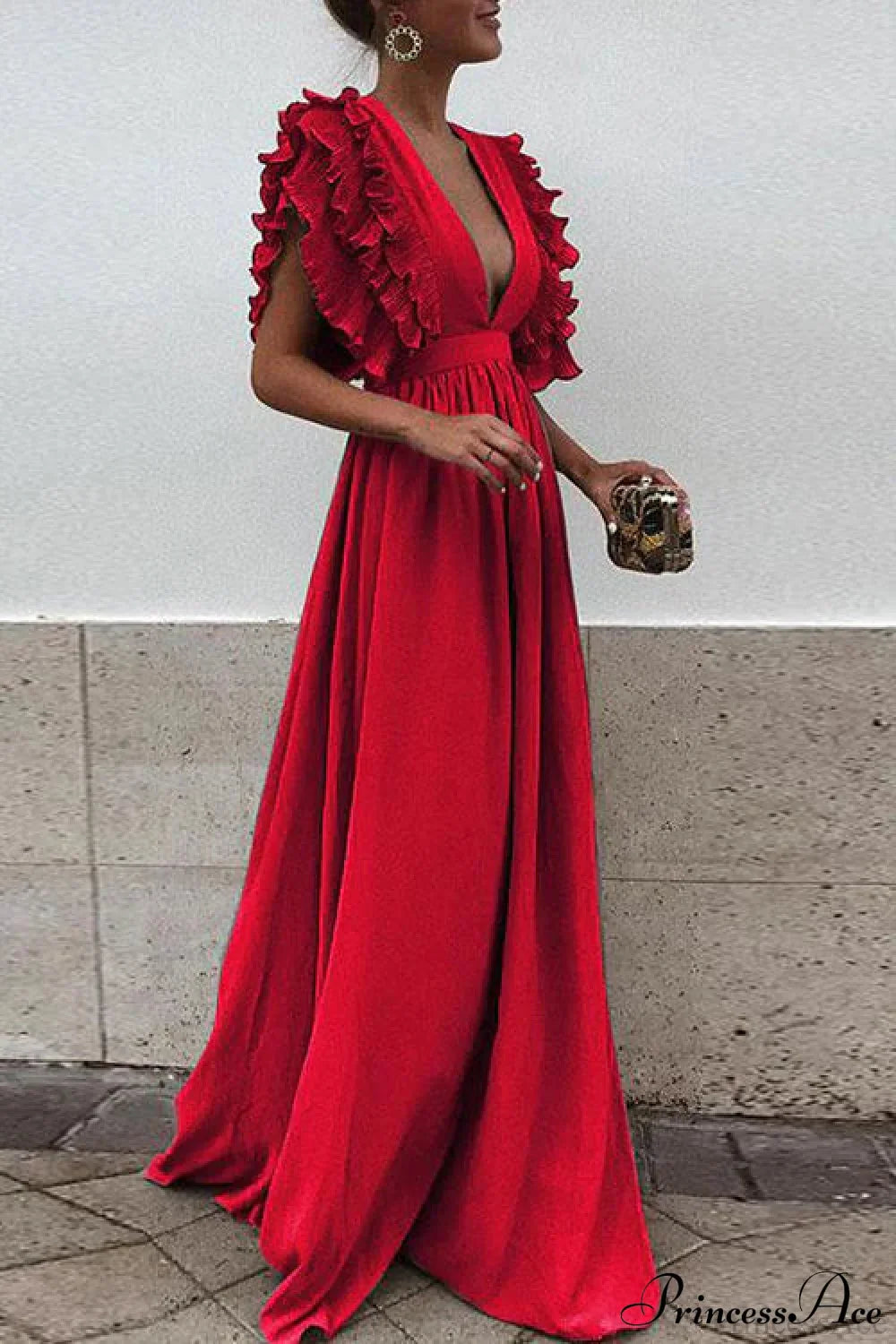 V Neck Ruffled High Waist Dress image 4