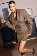 V Neck Sash Sleek Blazer Mini Dress image 1