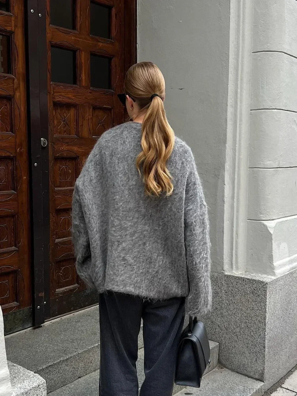 V-neck Single Breasted Loose Cardigan image 2