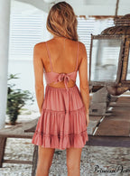 V-neck Sleeveless Lace Patchwork Beach Dress for Women image 2