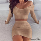 V Neck Slim the Mini Party Ladies Knit Shoulder Arm Off Warm-Season Elegant Women Gown Long Soft Striped Gown Dress image 6