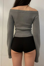 V Neck Solid Slim Sexy Knit Sweater image 4