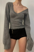 V Neck Solid Slim Sexy Knit Sweater image 1