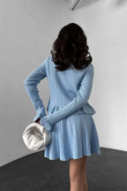 V-Neck Sparkle Ruffled Waist-Cinched Knit Chic Two Piece Set image 3