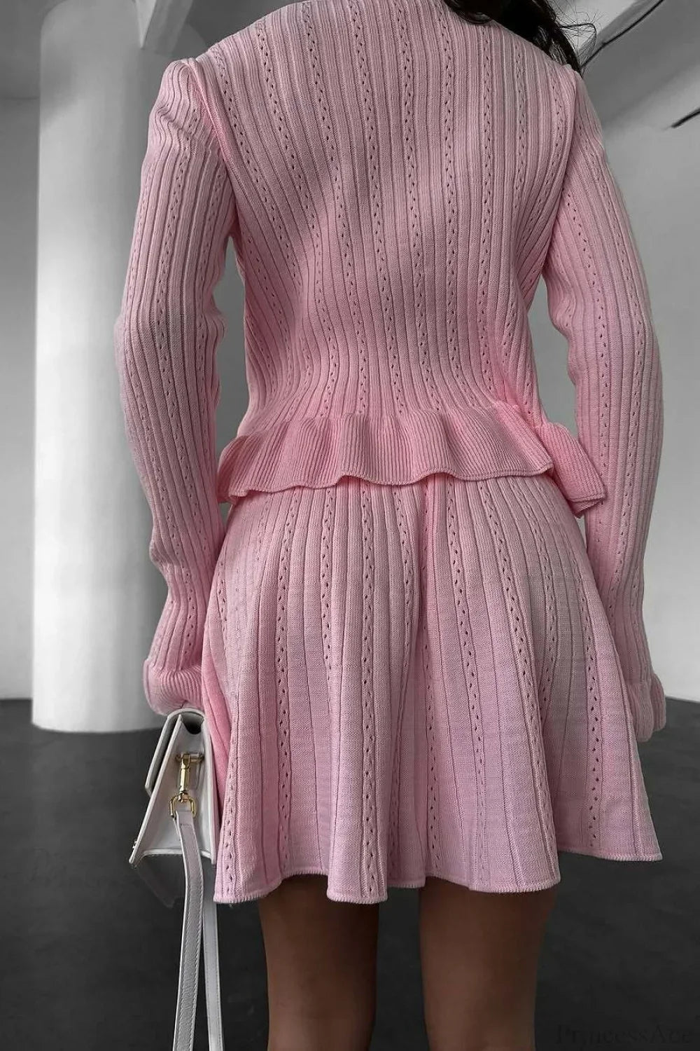 V-Neck Sparkle Ruffled Waist-Cinched Knit Chic Two Piece Set image 10