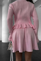 V-Neck Sparkle Ruffled Waist-Cinched Knit Chic Two Piece Set image 10