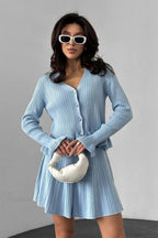 V-Neck Sparkle Ruffled Waist-Cinched Knit Chic Two Piece Set image 2