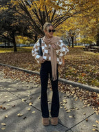 V-neck Square Printed Color Block Cardigan image 3