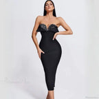 V-Neck Strapless Black Party Dress image 1
