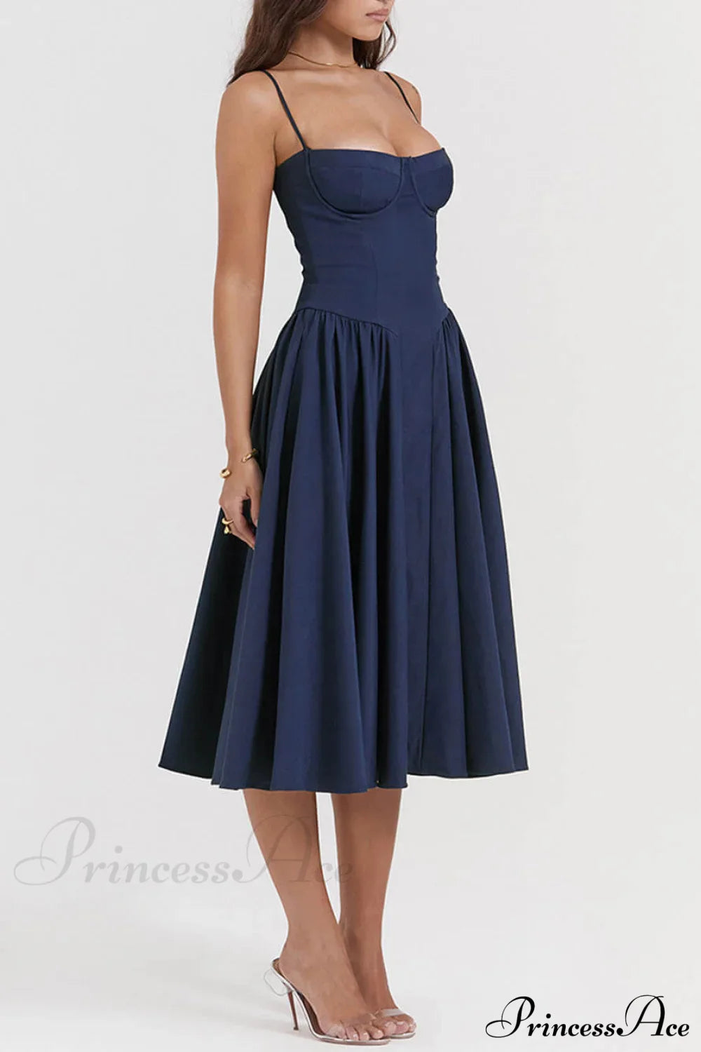 V-Neck Strapless Stylish Midi Dress image 6