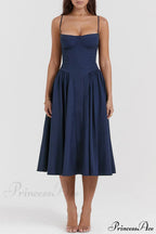V-Neck Strapless Stylish Midi Dress image 4