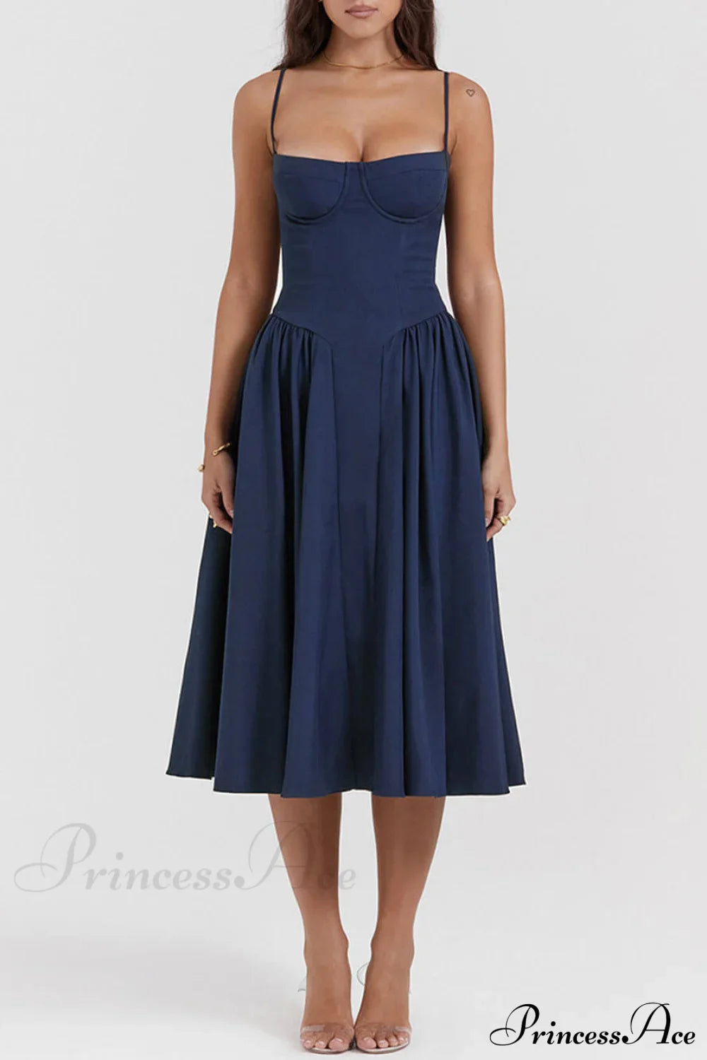 V-Neck Strapless Stylish Midi Dress image 4