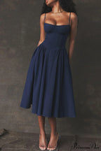 V-Neck Strapless Stylish Midi Dress image 3