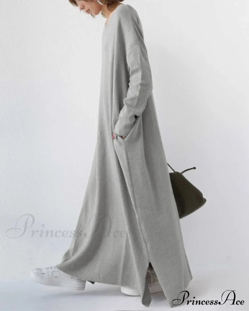 V Neck Swing Dress - Long Sleeve image 2