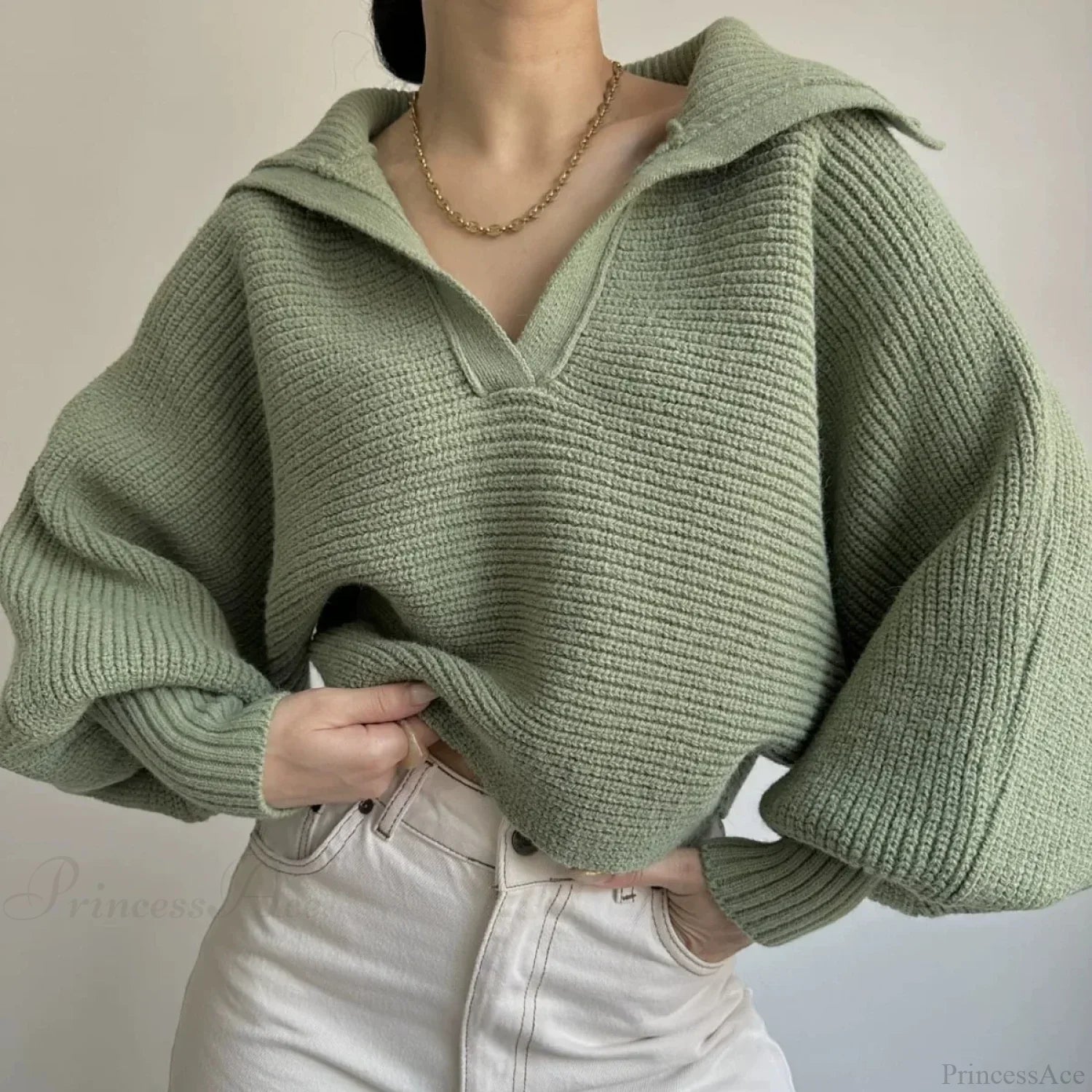 V-neck Warm White Sweater image 6