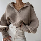 V-neck Warm White Sweater image 10