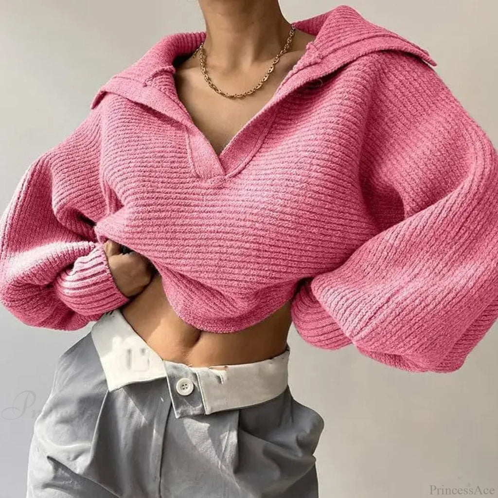 V-neck Warm White Sweater image 9
