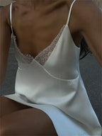 V-Neck White Spaghetti Mini Dress image 2