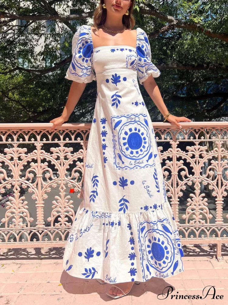 Vacation Puff Stylish Sleeve Midi Dress image 1