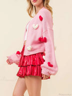 Valentine's Day 3D Heart Embroidery Cardigan image 3