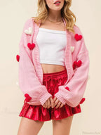 Valentine's Day 3D Heart Embroidery Cardigan image 4