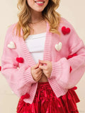 Valentine's Day 3D Heart Embroidery Cardigan image 1