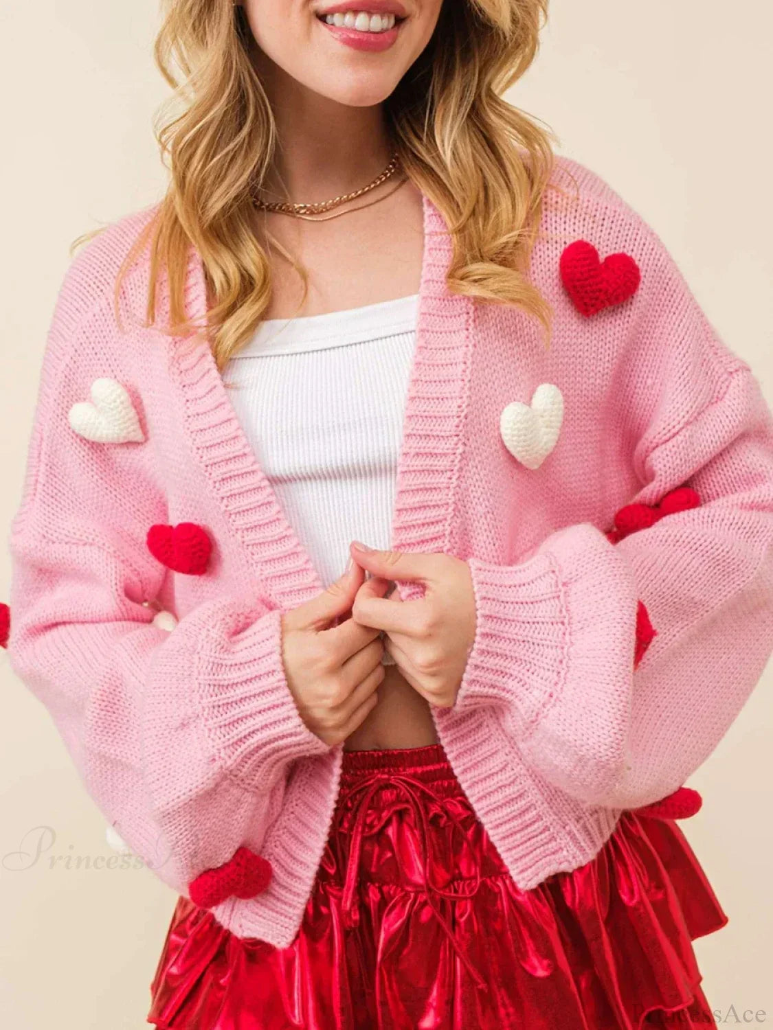Valentine's Day 3D Heart Embroidery Cardigan image 1