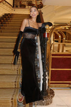 Velvet Lace Cami Chic Bodycon Maxi Dress image 3