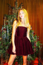 Velvet Off-Shoulder Spaghetti Strap Mini Party Dress image 4