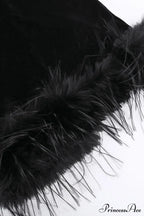 Velvet Patchwork Fuzzy Hem Slit Dress image 12