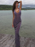 Velvet Perspective Turn-down Collar Vacation Dress image 1