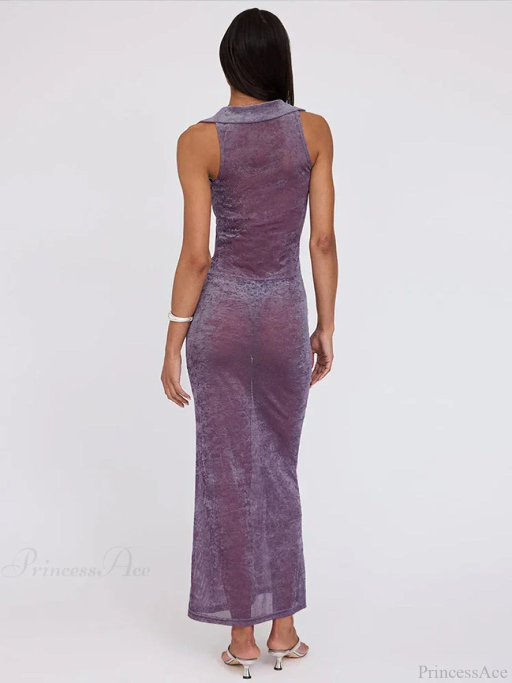 Velvet Perspective Turn-down Collar Vacation Dress image 5