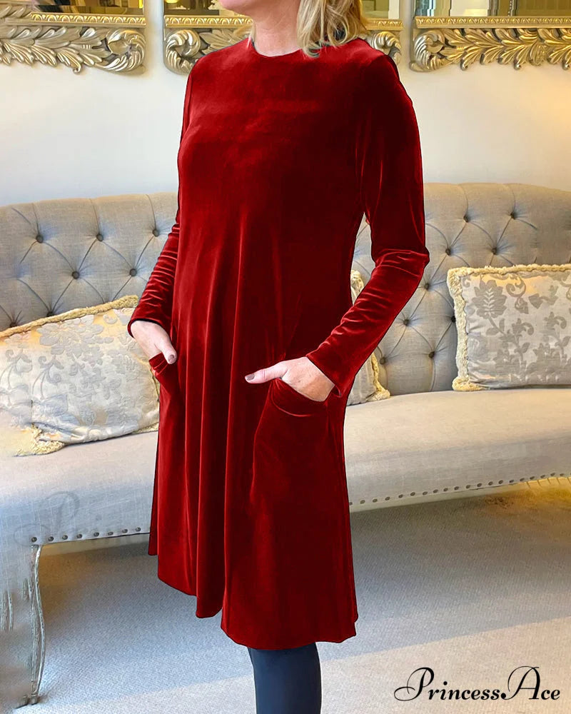 Velvet Round Neck Dress image 9