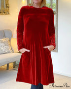 Velvet Round Neck Dress image 10