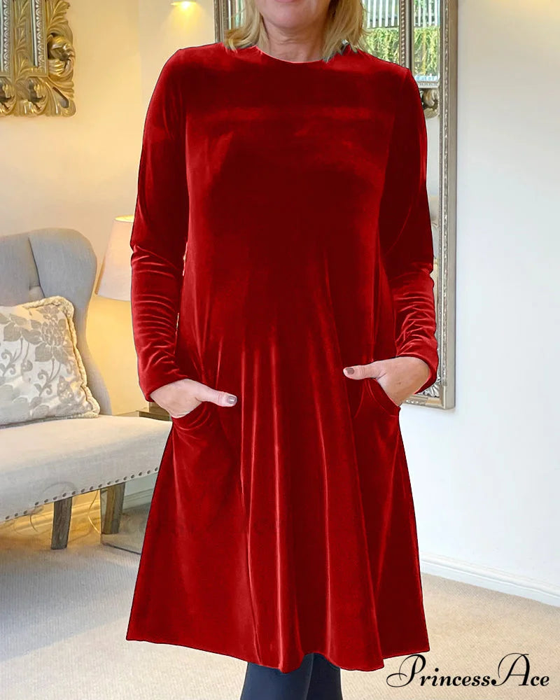 Velvet Round Neck Dress image 10