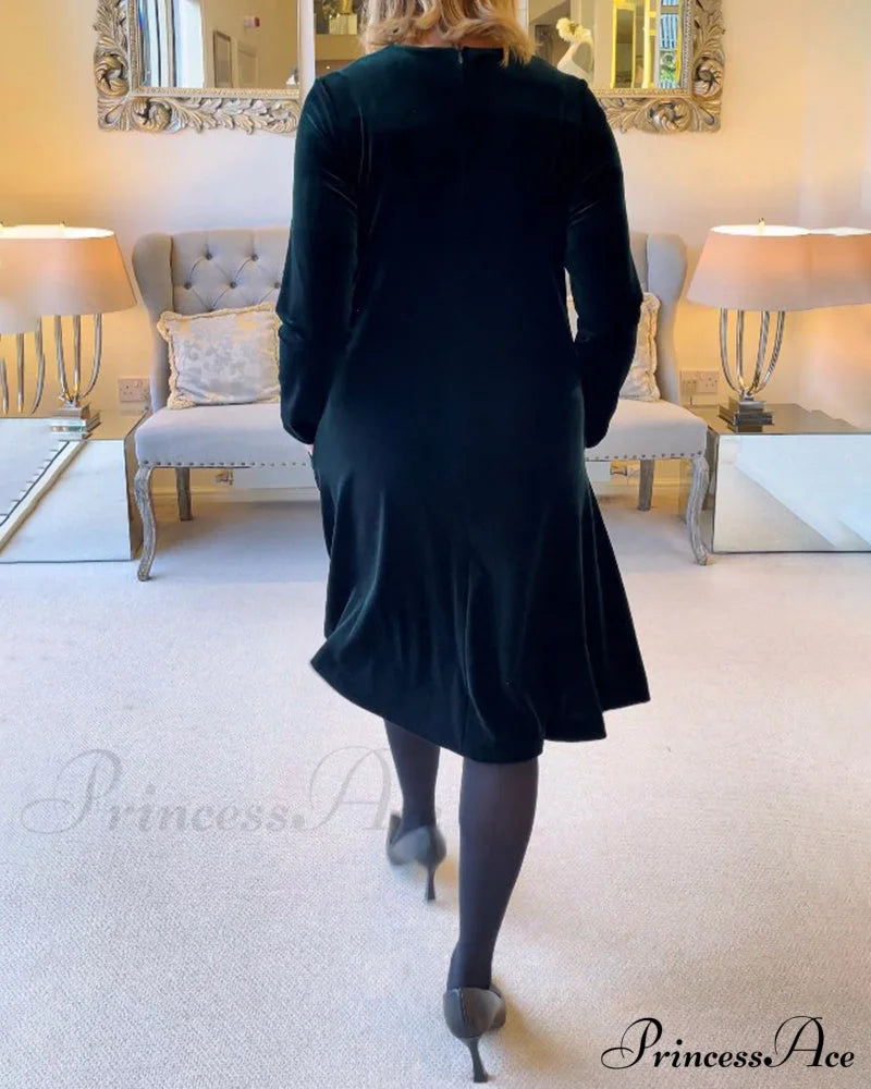 Velvet Round Neck Dress image 4