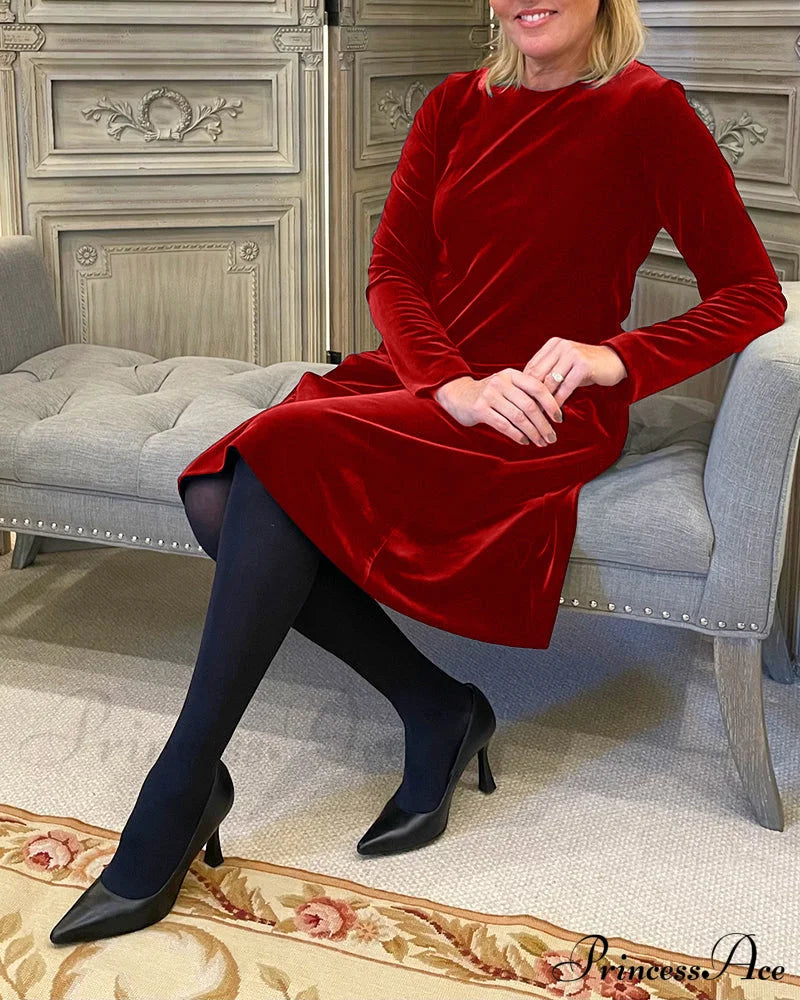 Velvet Round Neck Dress image 8