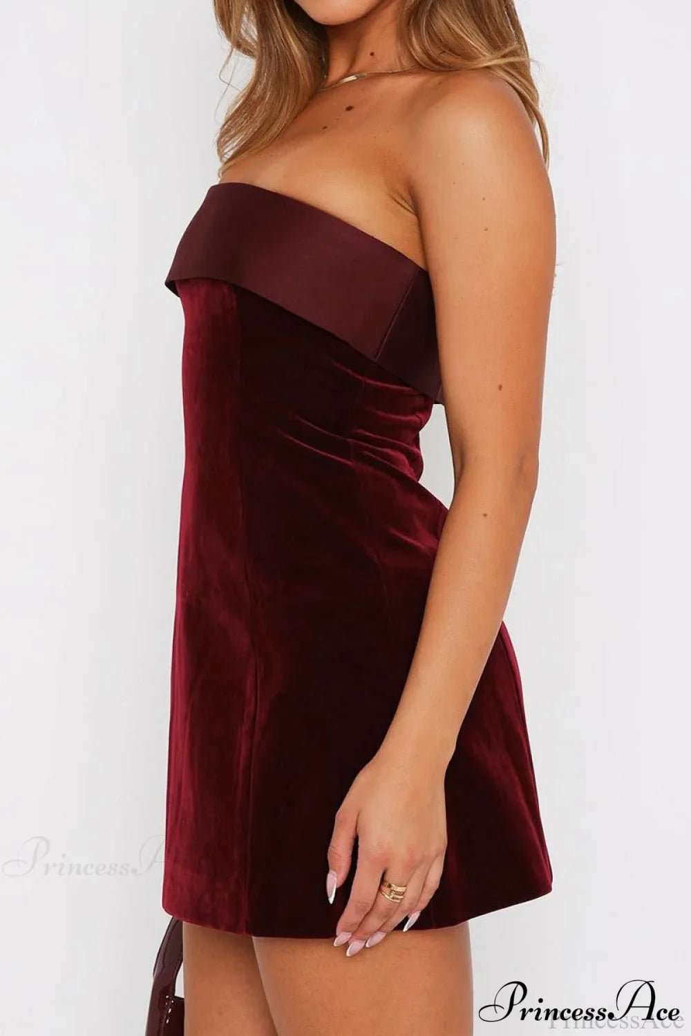 Velvet Strapless Backless Mini A-Line Party Dress image 3