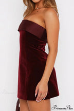 Velvet Strapless Backless Mini A-Line Party Dress image 3