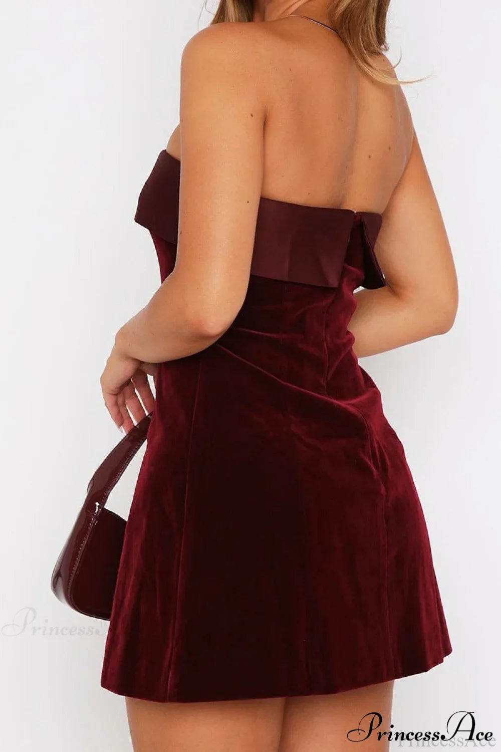 Velvet Strapless Backless Mini A-Line Party Dress image 2