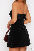Velvet Strapless Backless Mini A-Line Party Dress image 7