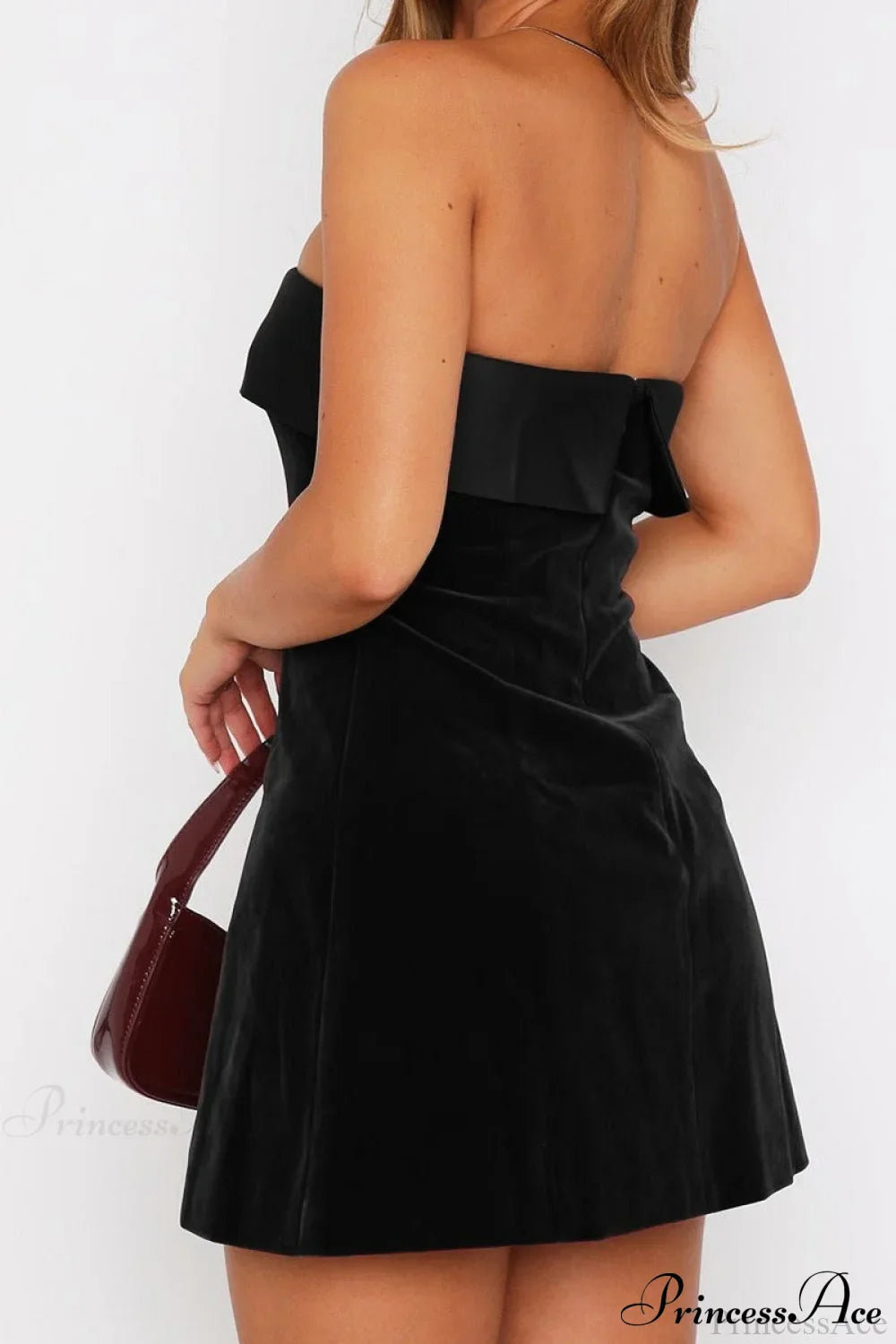 Velvet Strapless Backless Mini A-Line Party Dress image 7