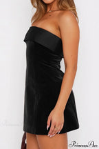 Velvet Strapless Backless Mini A-Line Party Dress image 6