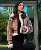 Velvet Zipper Cropped Coat image 2