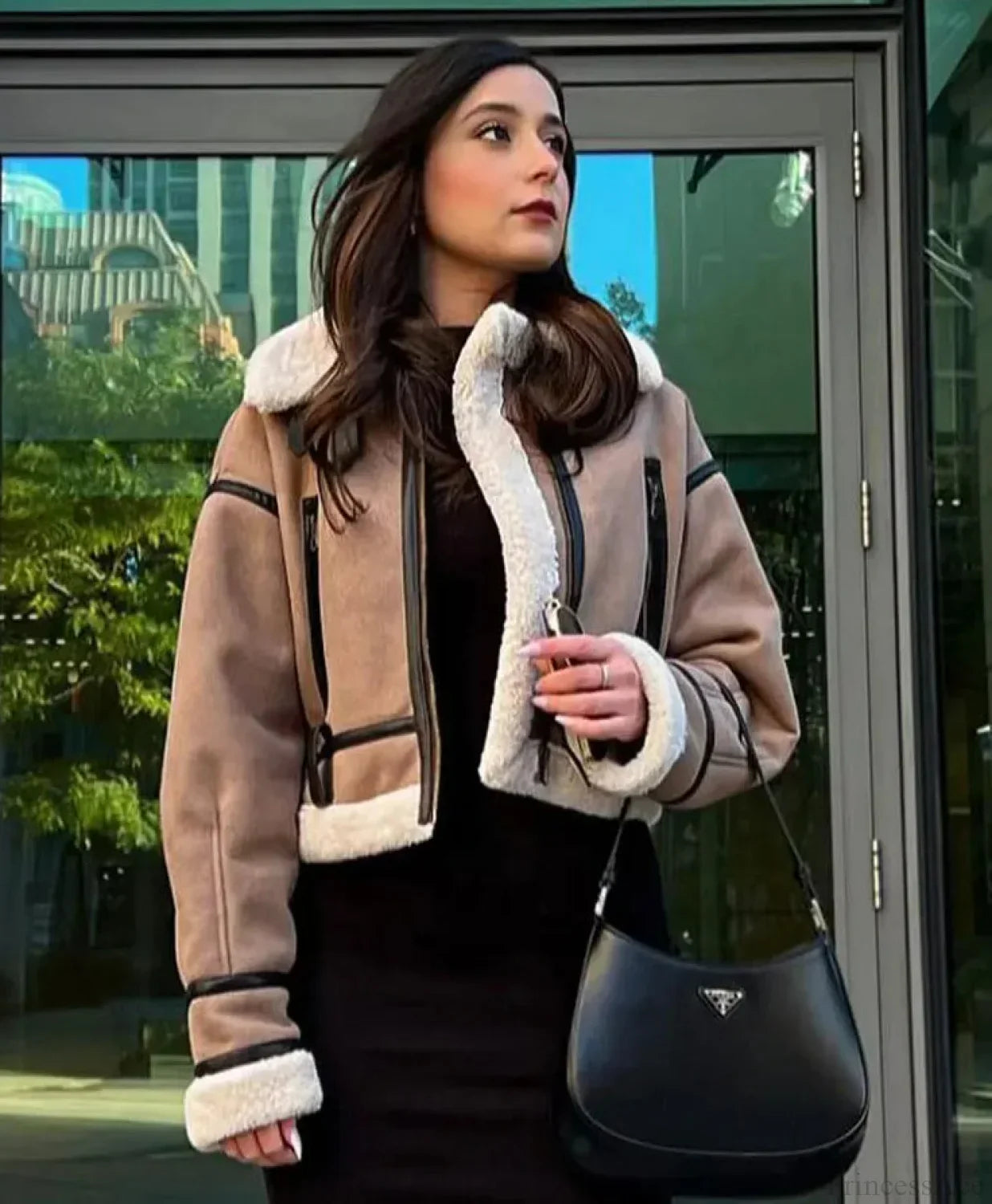 Velvet Zipper Cropped Coat image 2