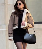 Velvet Zipper Cropped Coat image 3