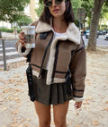 Velvet Zipper Cropped Coat image 1