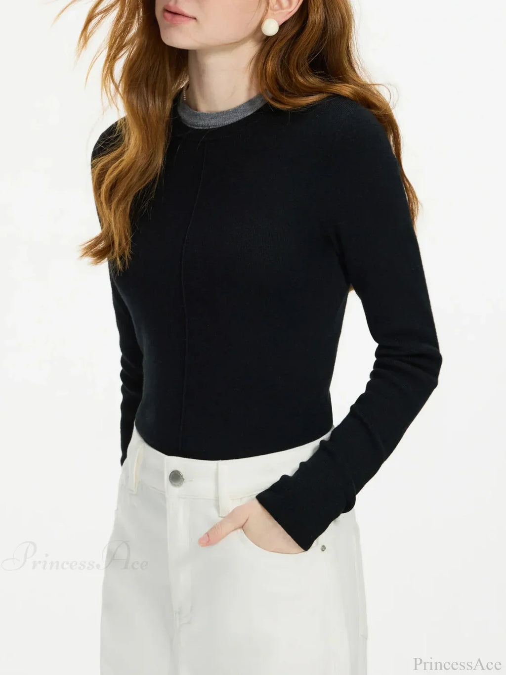Versatile Round Neck Knitted Sweater image 2