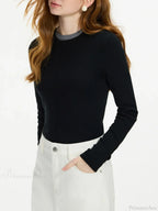 Versatile Round Neck Knitted Sweater image 2