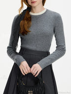 Versatile Round Neck Knitted Sweater image 4